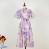 Fongt Court Style High Design Feeling Heavy Industry Nail Drill Short Sleeve Single Buckle Dress + Sling