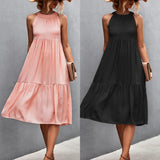 Loose Splicing Casual Halter Stitching