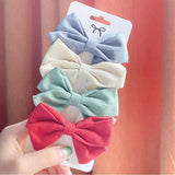 Cute Solid Bowknots Hair Clips For Baby Girls Safty Boutique Hairpins Handmade Barrettes Headwear Kids Hair