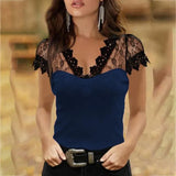 V-neck Lace Short Sleeve