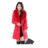 Fongt Autumn And Winter Large-Size Hairy Women's Coat Double Buckle Ebay Big Coat Collar