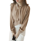 Fongt And Autumn 2025 New Fashion Solid Color Loose Lantern Sleeve Chiffon Shirt Women's Design Sense Long Sleeve Jacket Han Fan Shirt