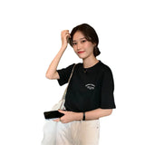 Fongt Schoolgirl Short-Sleeved Jacket Summer 2024 New Korean Edition Loose Versatile Letter Half-Sleeve
