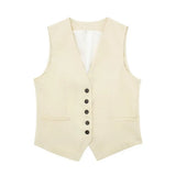 Vest 99293210 Blended High Waist Casual Shorts 9929221 Suit-Outfit