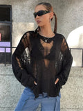 Fongt And Summer New Loose Hooks Hole Hollow Design Beggar Sweater