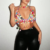 Fongt Product Hit Night Club Drop Water Gem Vest Neck Open Back Bra Bikini Body Chain