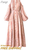 Long Dress Women Summer Elegant Fashion Spring Lace-up Single-breasted A-line Casual Dresses Female Beach Loose