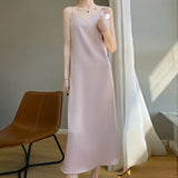 Fongt Acetate Silk Sling Dress Women Summer Loose Inside The Long Dress French Design Fairy Set Of Blind