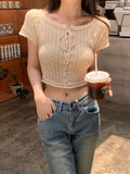 Fongt New Pure Style Short Sleeve Retro Strapped With Cardigan Sweet Cool Hottie Knitted