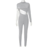Fongt Women's Clothing 2023 Autumn And Winter New Street Tight Solid Color Irregular Umbilly
