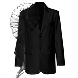 Fongt Temperament Sexy Suit 2024 Spring New Fashion Mesh Stereo Flounce Irregular Loose Straight Tube Coat-Outfit