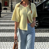 Button Up Short Sleeve Cardigan-Outfit