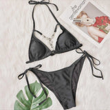 Fongt New Ins Web Celebrity Swimsuit Sexy Hollow Out Retro Crystal Diamond Bikini Straps Women's