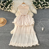 Fongt Luxury High-End Feeling Sleeveless Dress Women's Summer Lotus Leaves Side Waist Temperament Niche Chic Beautiful Long Dress