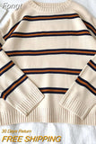 Stripe Sweaters Women Loose Oversize Korean Style Pullover Top Autumn Winter Long Sleeve Knitted Sweater Femme