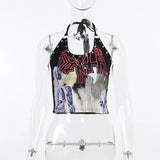 Dark Wind Summer New Gothic Print Hit Nail Tight Beauty Back Suspenders-Outfit