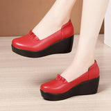 Wedges Shoes for Women 2021 Autumn Spring Platform Pumps Woman High Heels Leather Office Shoes Ladies Plus Size