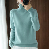 Turtleneck Women's Knitted Sweater Solid Loose Long Sleeve Autumn Sweaters Female Pullover Autumn Winter Warm Lady