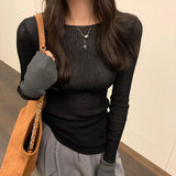 Version Of Chic Round Neck, Coloured Sleeves, Knitted Sweater, Autumn And Winter, A New Slim, Thin, Underwear Sweater-Outfit