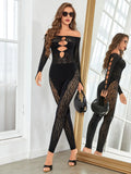 Fongt New Women's High-Needle High-Pin Tight-Waisted Lady Hollow Sexy Perspective Jumpsuit