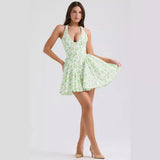 Fongt Women's Clothing 2026 Spring And Summer New Sweet Pastoral Wind Hanging Back Sexy Mini Dress Woman
