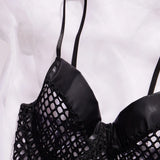 New Women's Black Mesh Perspective Sling Dress Sexy Waist