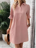 Fongt Women's Summer New Wish Casual Loose Solid Color Dress