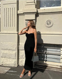 Knit Twisted Tube Midi Dress-Outfit