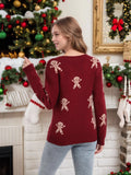 Fongt And Winter New Christmas Knitted Cartoon Man Embroidered Round Collar Sweater Women's Top