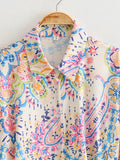 Fongt Women's Long Sleeve Printed Shirt Dress 2007
