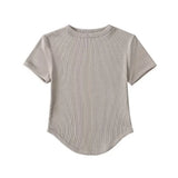 Trendy Women's Basic Short-Sleeved T-Shirt Summer Spicy Girls Small Round Collar Short Style Thin Tight Blouse-Outfit