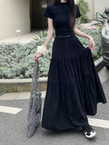 Fongt White Half-Dress Women's A-Shaped Skirt In The Long Umbrella Skirt Autumn Small Tall Waist Thin Skirt