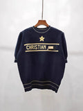 Fongt 2025 New Five-Horned Star Letters T-Frek Short-Sleeved Women's Sweater Sweater Slimming Slimming