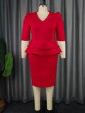 Fongt Fake Two-Piece Bag Ass Skirt Lightly Cooked Wind Party Lotus Leaf-Side High-Waisted Dress