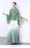 Fongt Gradient Suit Women's Autumn And Winter Loose Strap To Close Waist Pressure Folding Top + High Waist 100 Folded Skirt