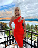 Shoulder Mesh Hollow Out Design Sexy Orange
