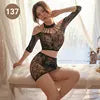 Night Vows Transparent Lingerie Free From Temptation Sexy Black Open Stockings Women Passion Body Net Uniform