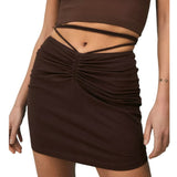 Waist Goth Y2K Mini Skirts Women Bandage Drawstring Ruched Slim Pencil Skirt Sexy Summer Fashion Wrapped Bottoms