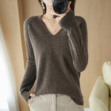Fongt Out Makes Bottom Unlined Upper Garment Female Autumn Dong New Style Sweater Inside Jacket Long Sleeve Sets Foreign Style Slim V Gets Sweater Female-Outfit
