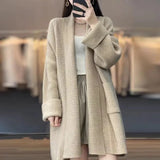 Fongt Long-Sleeved Sweater Coat Women Thicken Medium Long Chryse-Infrepeed Loose Lazy Knitted