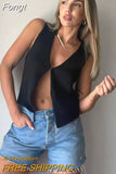 Vintage Knitted Sweater Vest for Spring Sutumn Women Hollow Out Front White Y2K Punk Fashion Knit Jumper Vest