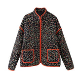 Fongt Women's Clothing 2025 Autumn 11 Thin Cotton Clothes Printed Collar Double Pocket Cotton Jacket Loose Coat
