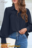 Casual Button Shirts Elegant Lantern Sleeve Chiffon Loose Women Blouse Vintage Solid Lady Top Office Woman Clothes