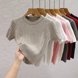 Fongt Sweater Woman 2025 Spring And Summer New T-Shirt High-End Design Sense With Knitted Shirt Pure Desire