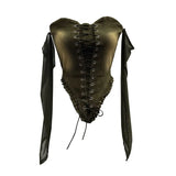 Fongt Sexy Tset Blouse Irregular Cowboy Splicing Mesh Yarn Tie With Short T-Shirt 6105
