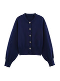 Fongt Women's Clothing 2025 Spring New Flower Button Decoration Knitted Shirt Skirt Set
