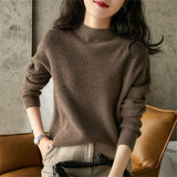 Fongt Turtleneck Sweater Female 2024 Autumn / Winter New Solid Color Languid Wind Slim Inside With Long Sleeve Knit Bottom Top-Outfit