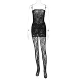 Lace Strapless Backelss Top Matching Lace Leggings Women Off Shoulder See Through Two Piece Sets-Outfit