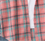 New Women Vintage Oversize Flannel Plaid Shirt With Pockets Full Sleeve Turn Down Collar Blouse Casual Basic Tops