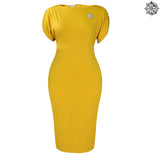 Fongt New Short Sleeve Round Collar Fashion Elegance OL Packed African Grand Dress